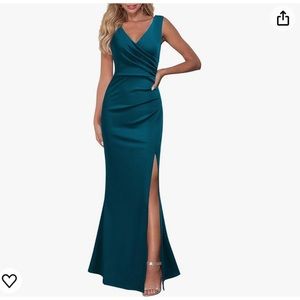 Teal Long Formal Evening Gown